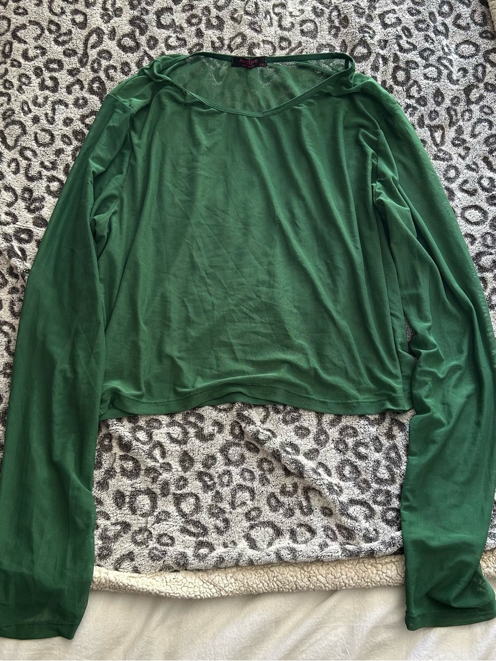 Women’s Plus Size Forest Green Long-Sleeve Sheer Lightweight Blouse